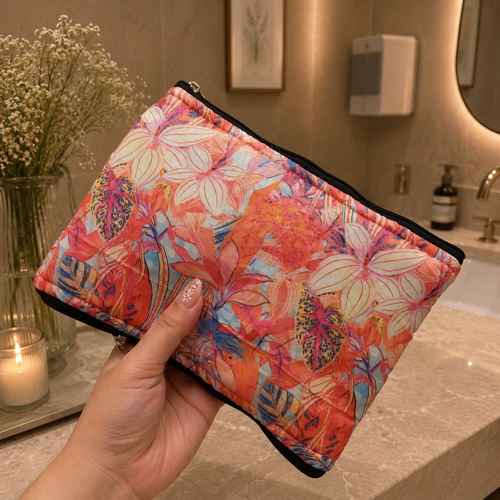 Wet and Dry Toiletry pouch - Orange Garden