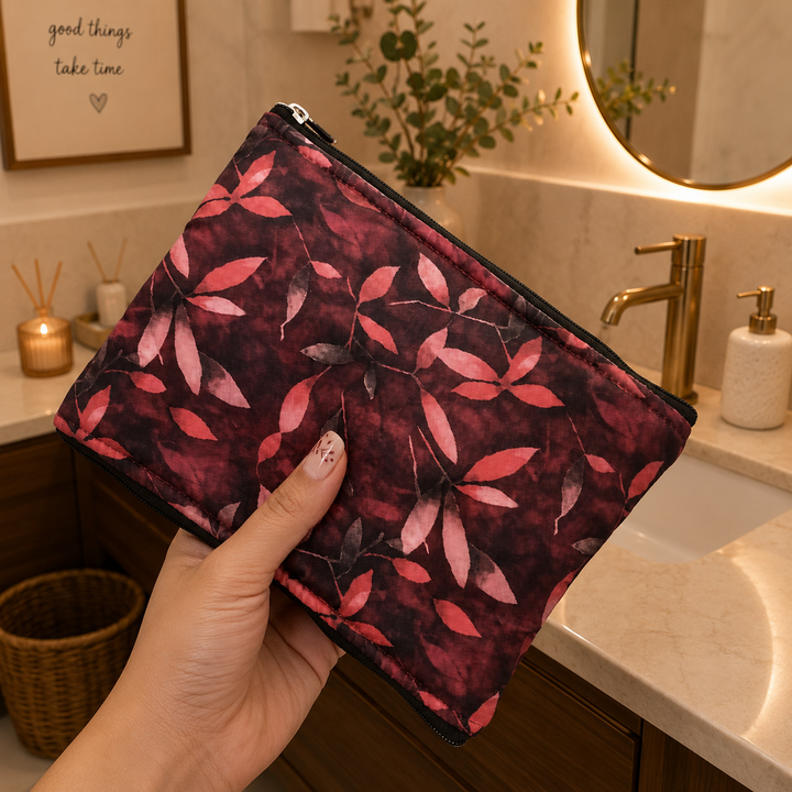 Wet and Dry Toiletry pouch - Red Floral