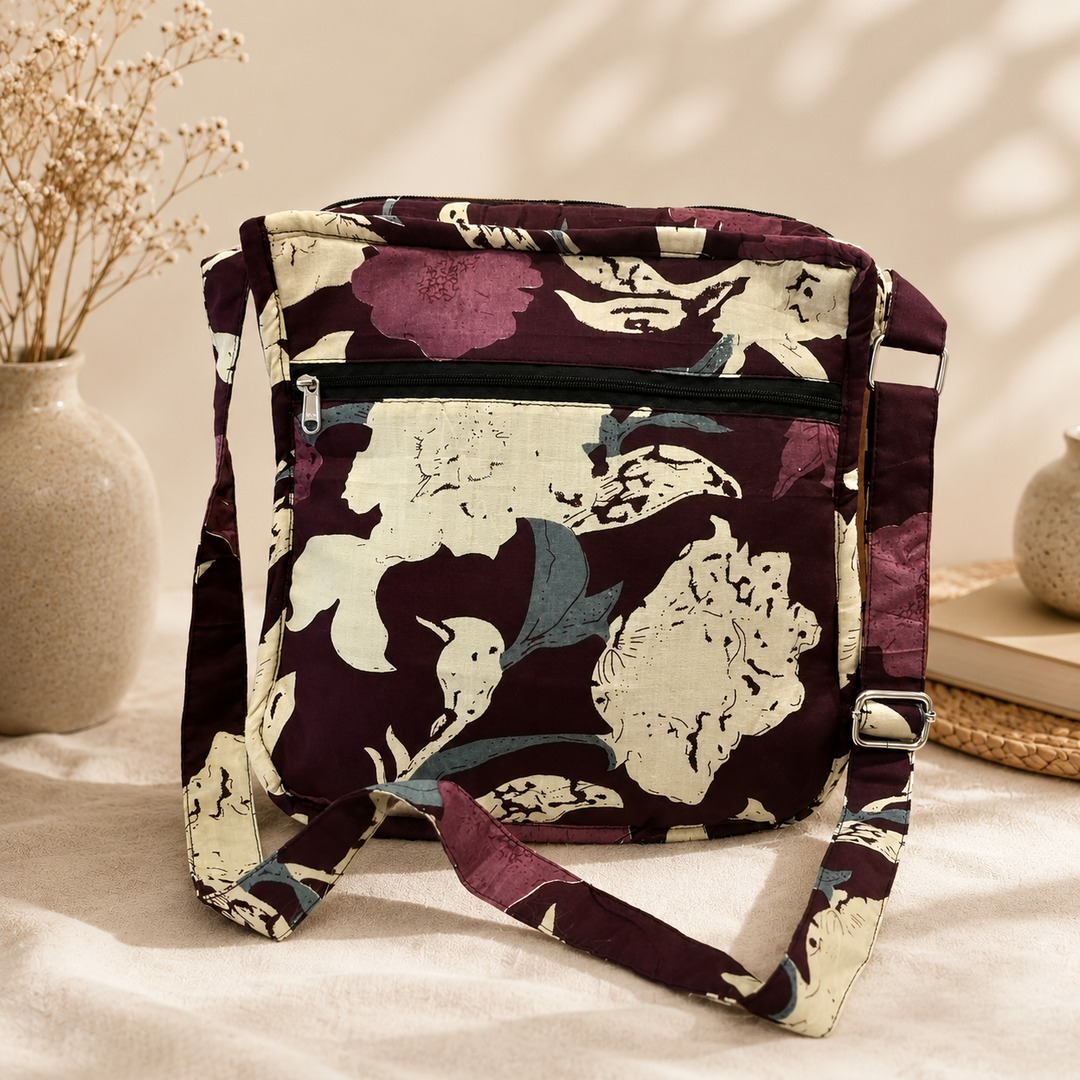 Xtra Sling bag black Wine floral
