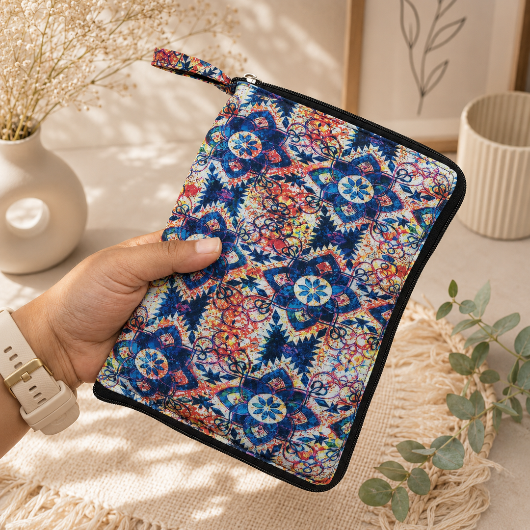 Girls Kit Pouch - Blue Moghul Print