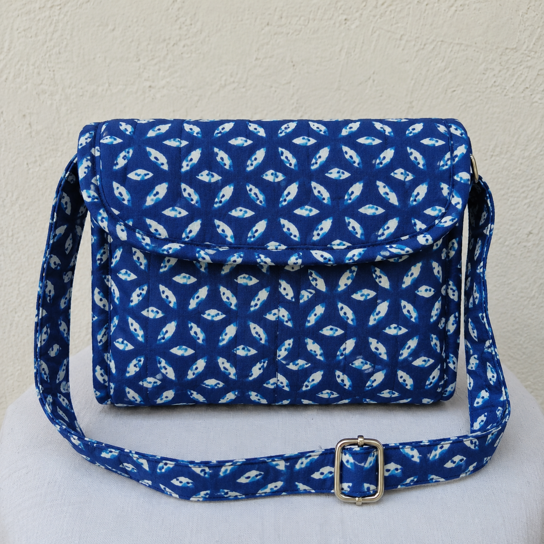 Multizipper Sling 4 Zips Blue Floral