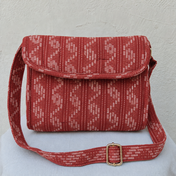 Multizipper Sling 4 Zips Rust Geometric