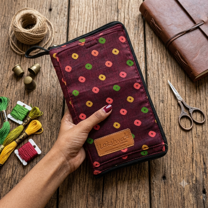 Utility Wallets Red Colour with multi Dots Design