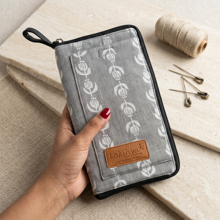 Utility Wallets grey  with louts print