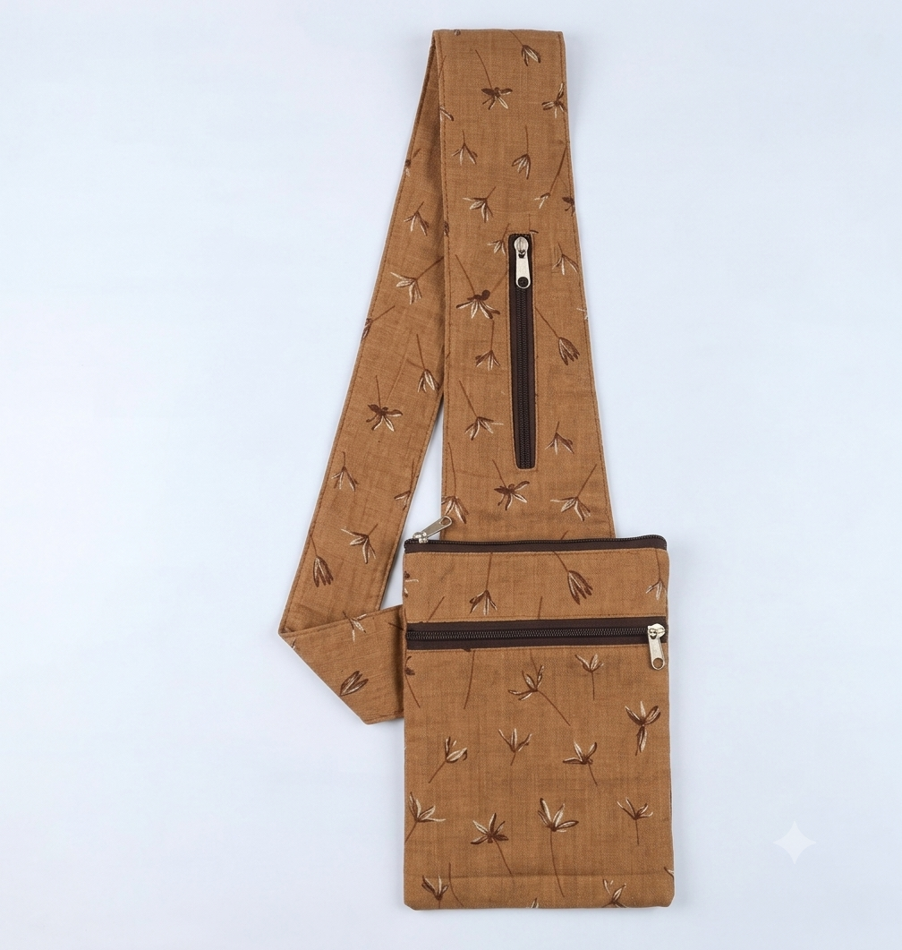 Pilgrim Bag - Light Brown Leaf Print
