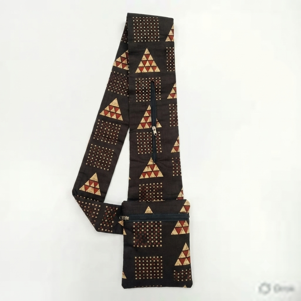 Pilgrim Bag -  Black with triangle design