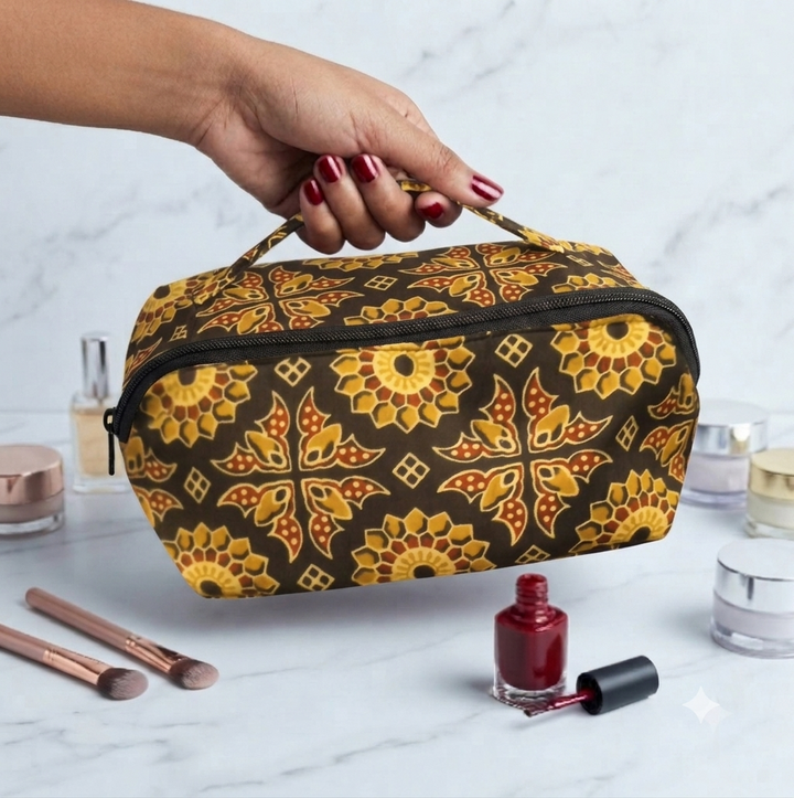 TABLE TOP VANITY - black with sunflower printed