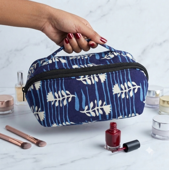 TABLE TOP VANITY - Blue Leaf Print