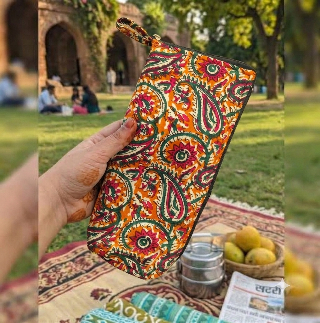Travel Meal Kit - orange with mango print