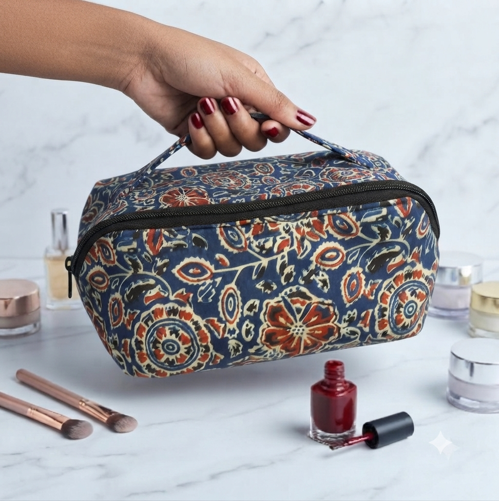 TABLE TOP VANITY -royal blue kalamkari