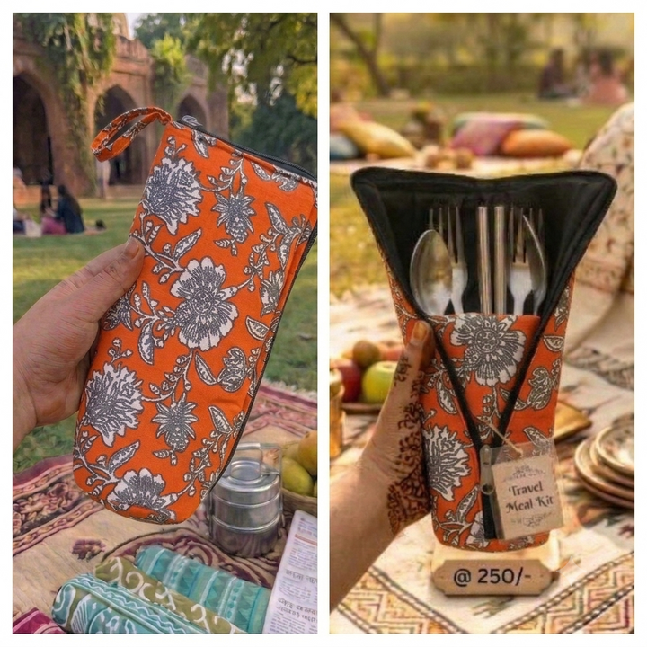 Travel Meal Kit - orange floral print