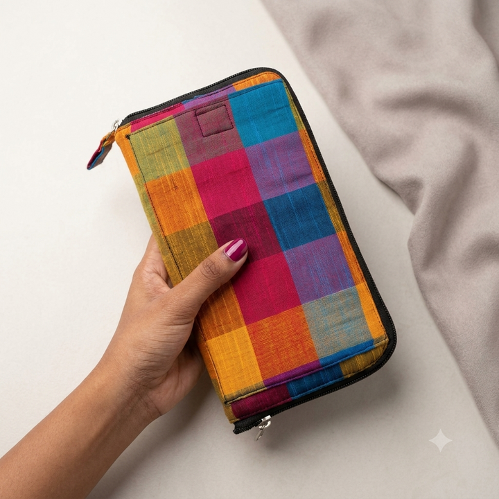 SMART WALLET BIG - multi color big checked print