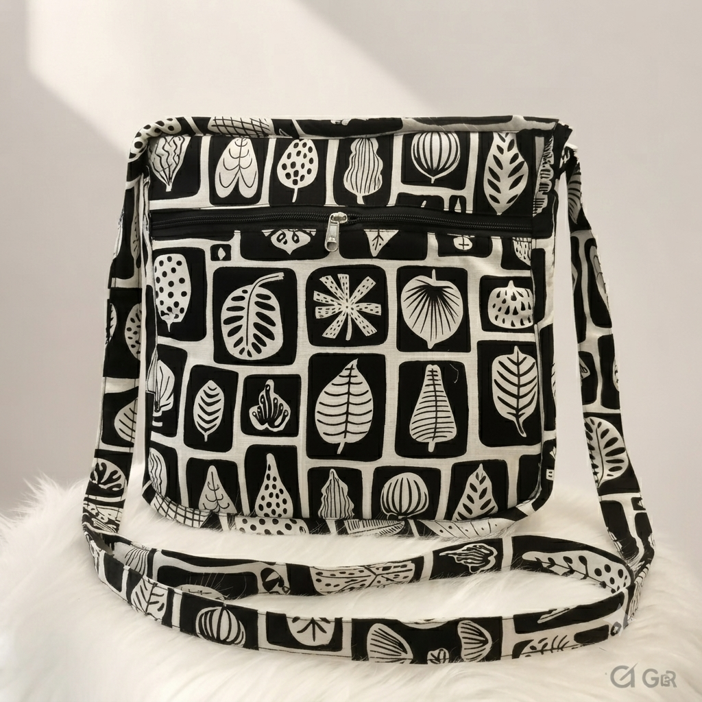 Xtra Sling bag black Botanical Grid