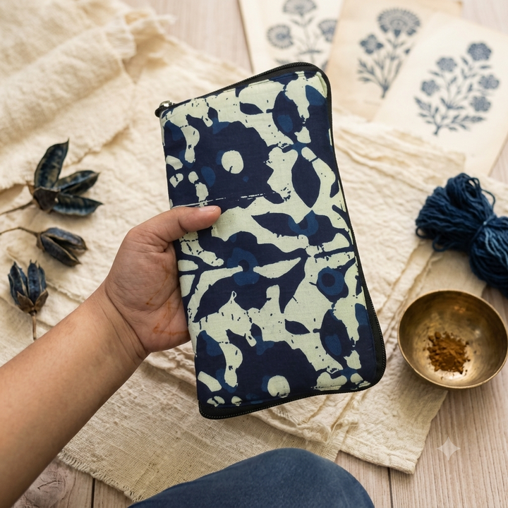 Harmonium Purse - Blue Batik