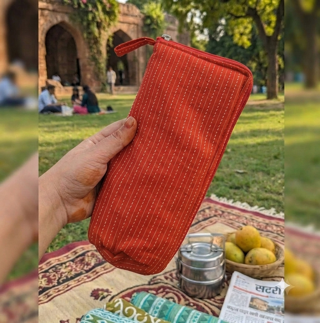 Travel Meal Kit - red with white dot lines