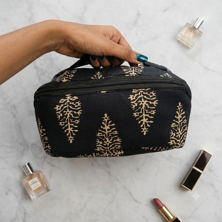 TABLE TOP VANITY - Black & Gold Floral