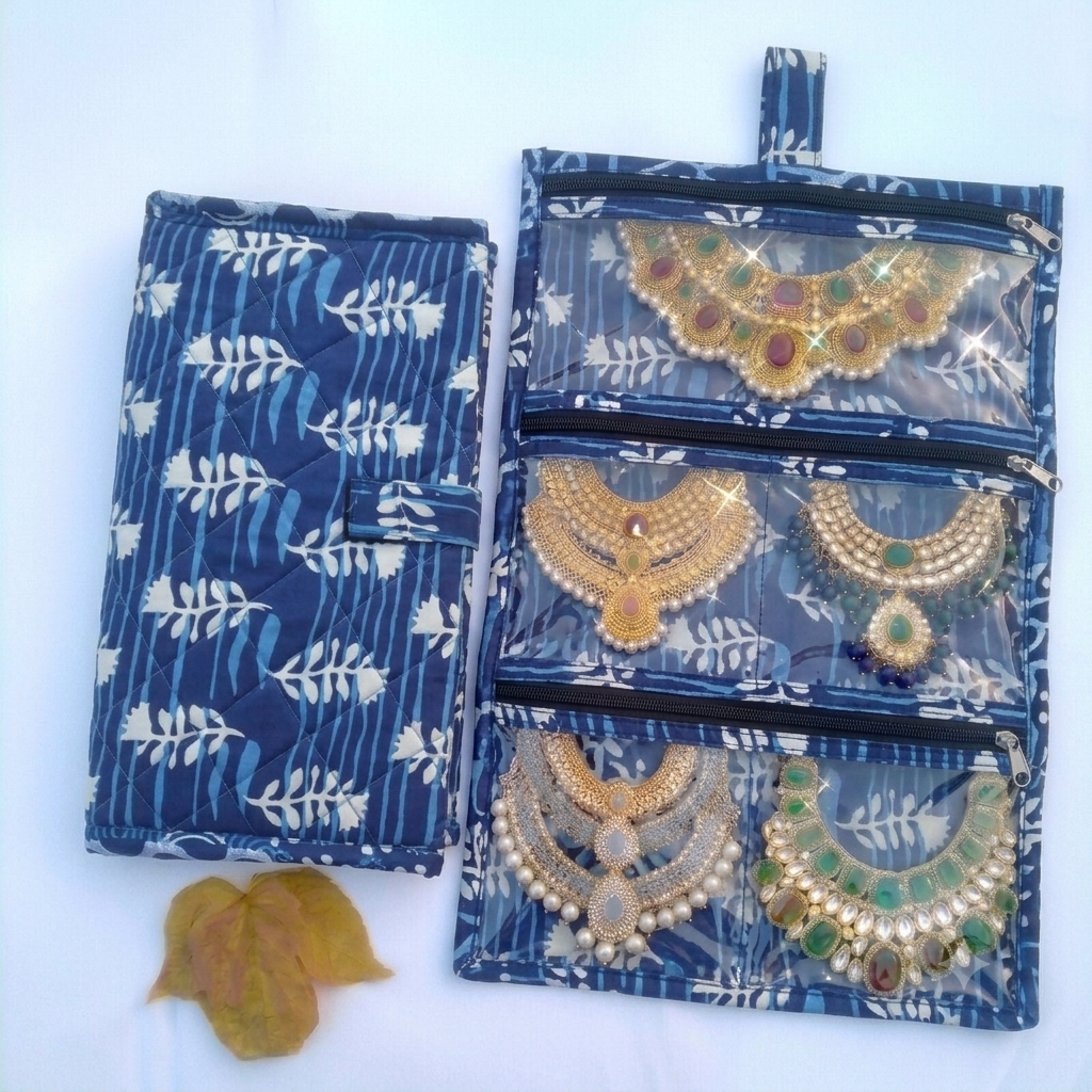 Jewel Pouch - (Necklace) Blue Jaipuri