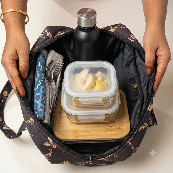 XL Everyday Meal Bag - Black Garden
