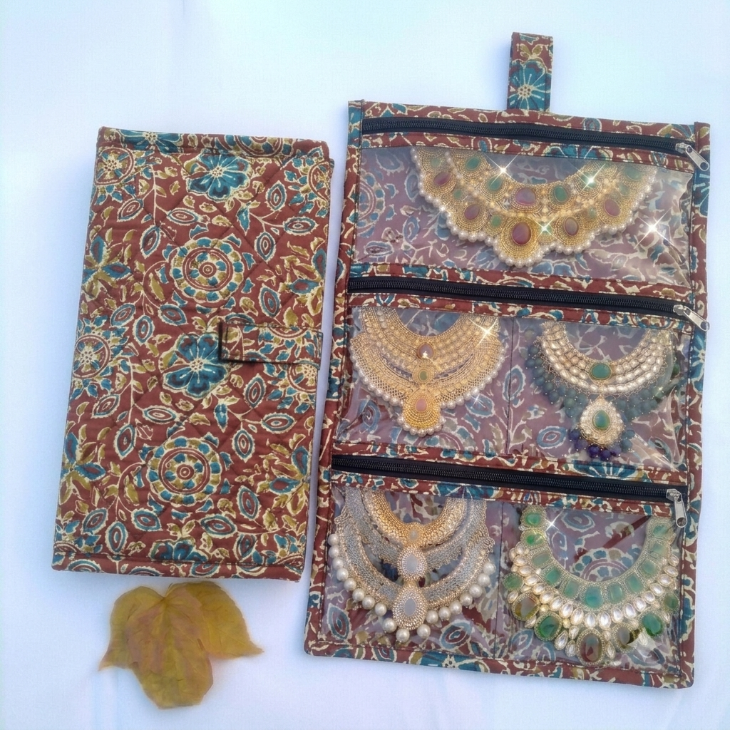 Jewel Pouch - (Nacklace) Red kalamkari