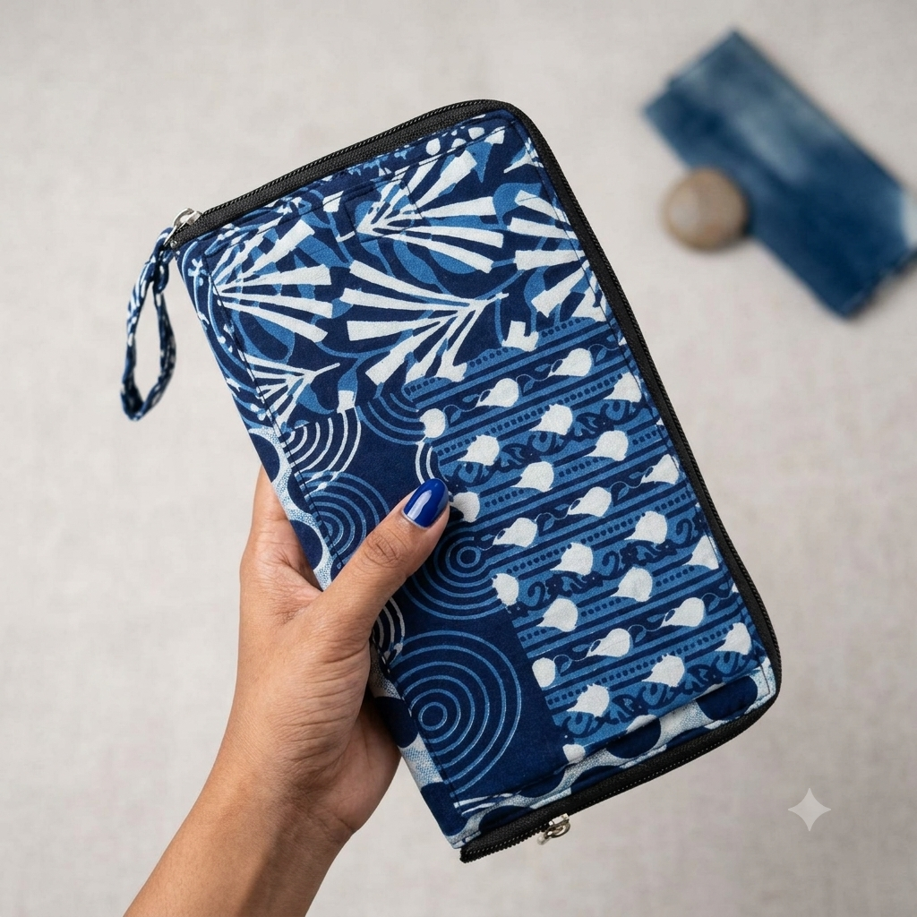 SMART WALLET BIG -indigo batik print