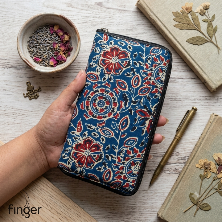 Harmonium Purse -Blue Kalamkari (Founder's Favourite)