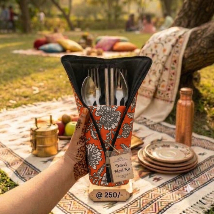 Travel Meal Kit - orange floral print