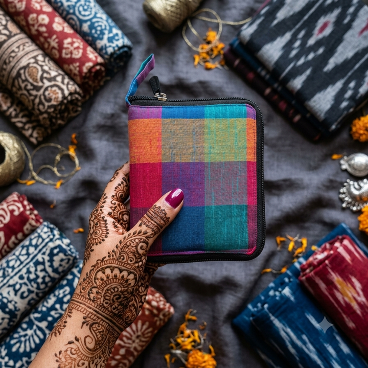 Mini wallet with card holder  Madras Big checks