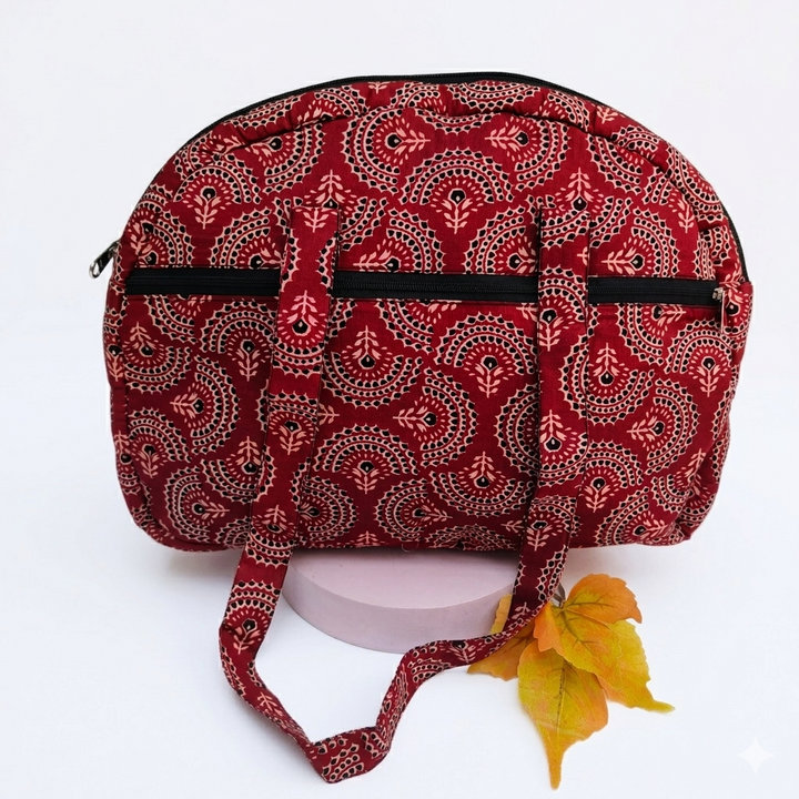 Everyday Tote Maroon with Black Flower print