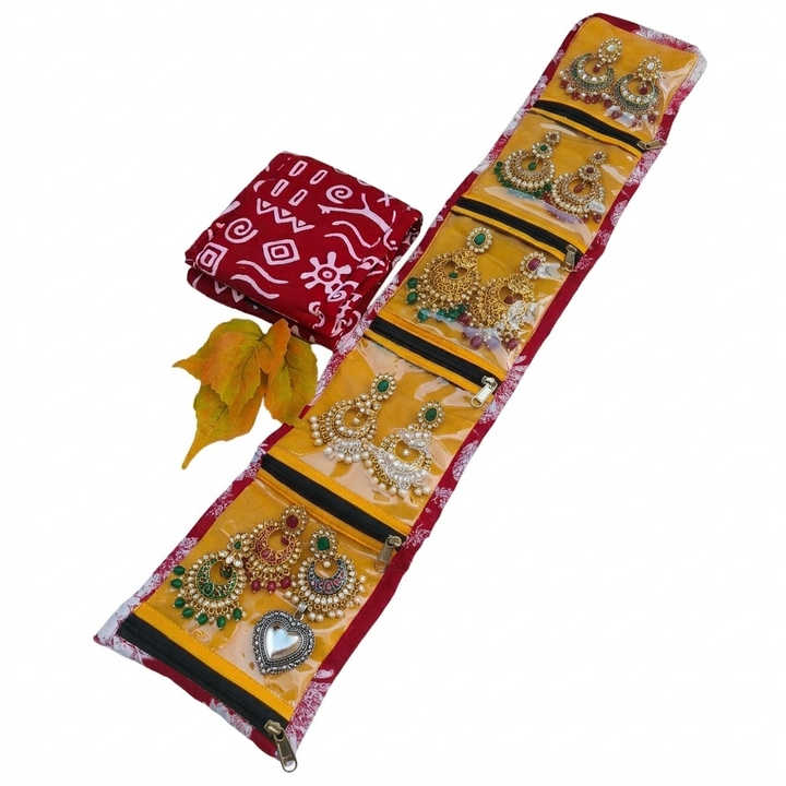 Jewel Pouch - (Earring) Maroon With Art Prints