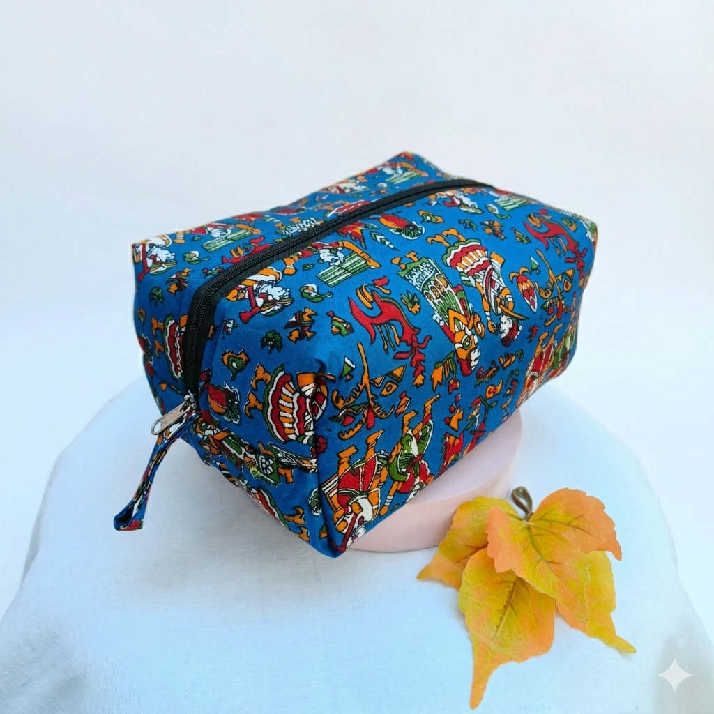 Vanity Pouch French Blue Color With Doll Design