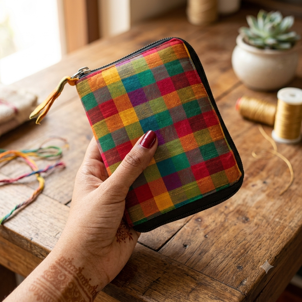 Smart Wallet Small Single Pc-multi madras checks small print