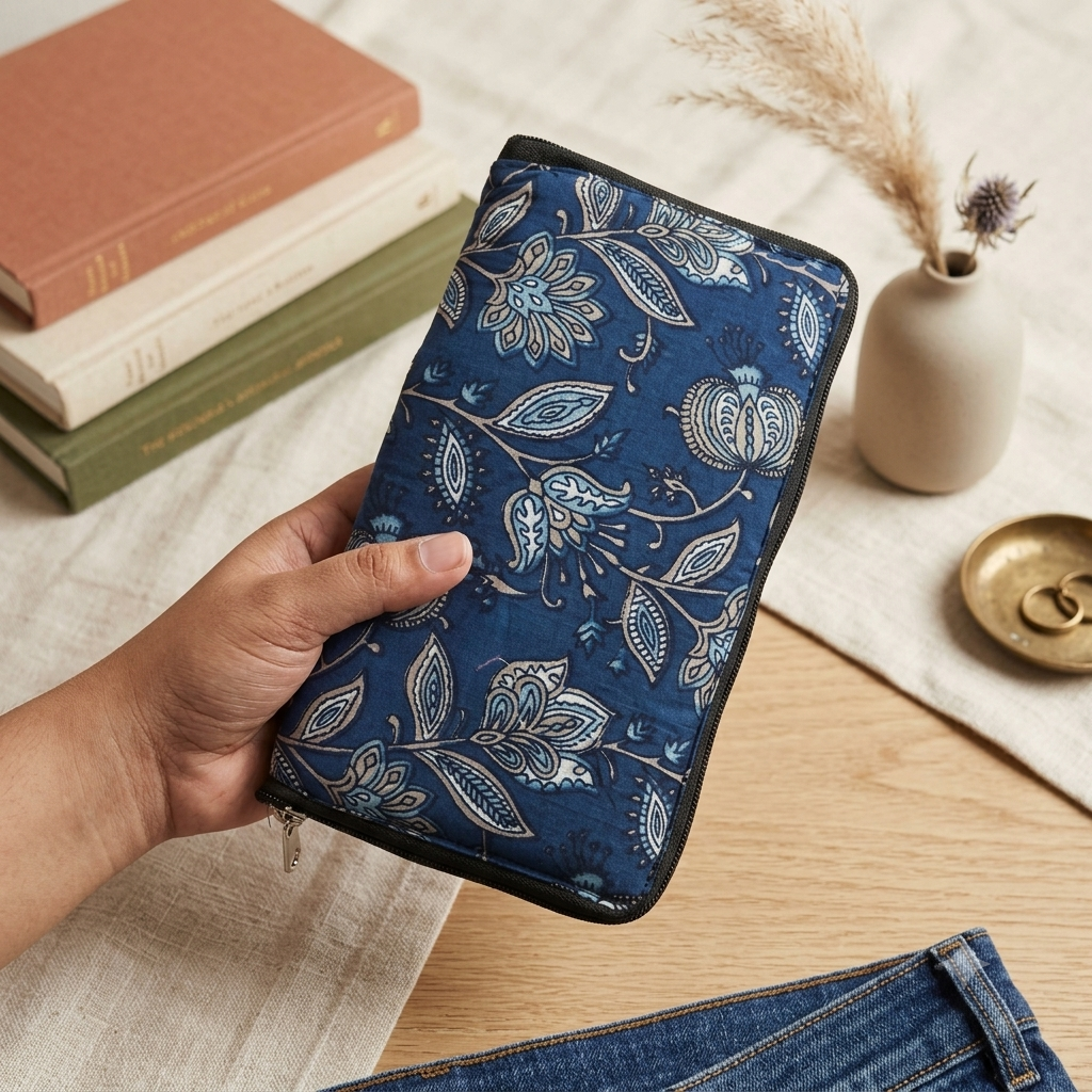 Harmonium Purse - Indigo leaf