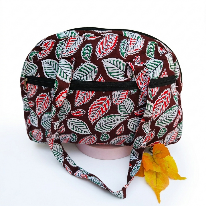 Everyday Tote Maroon with Leaf print