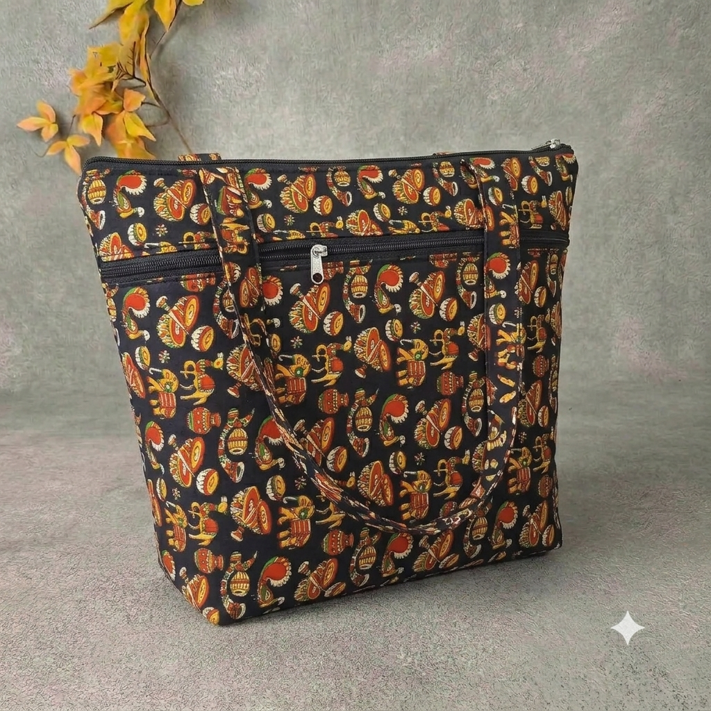 Medium Size Handbag black with musical instrument