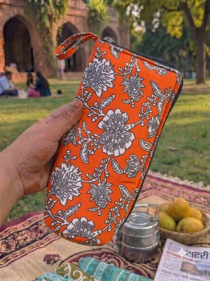 Travel Meal Kit - orange floral print