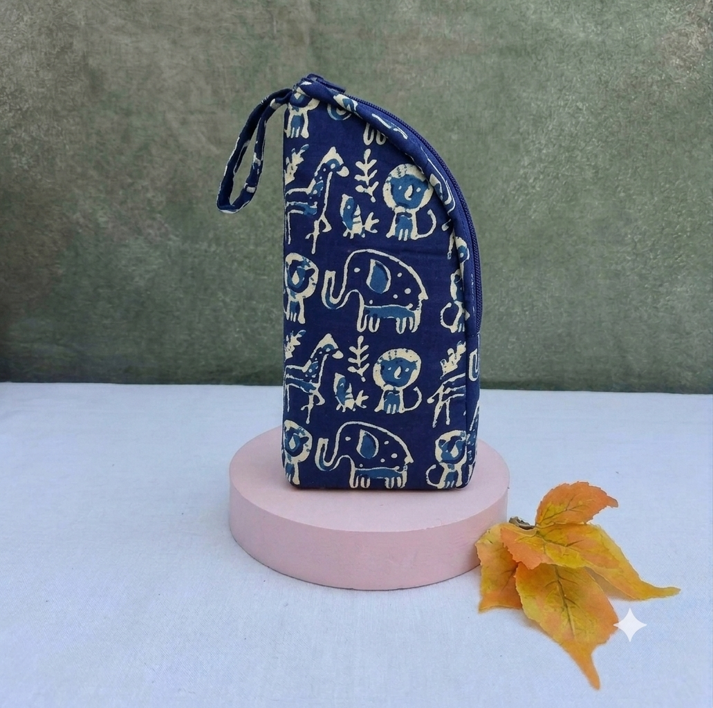 Phone Holder -  blue with animal print