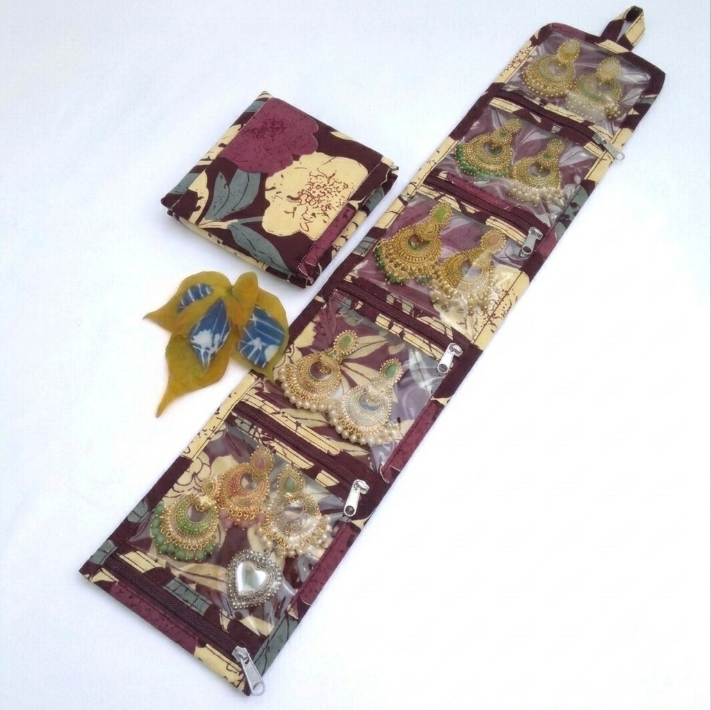 Jewel Pouch - Maroon Botanical Heritage