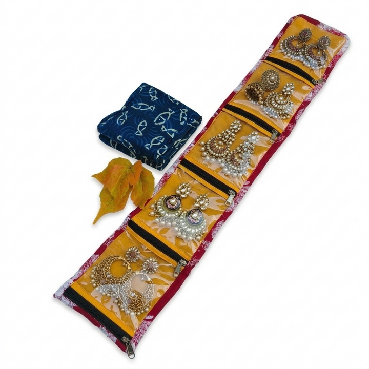 Jewel Pouch - (Earrings) With fish Print
