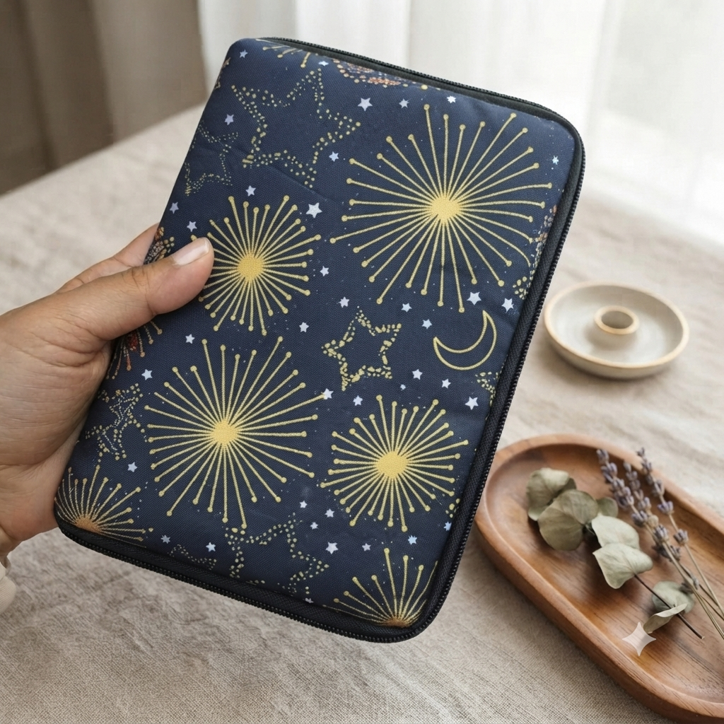 Passport Holder - Navy Blue Cosmo Print