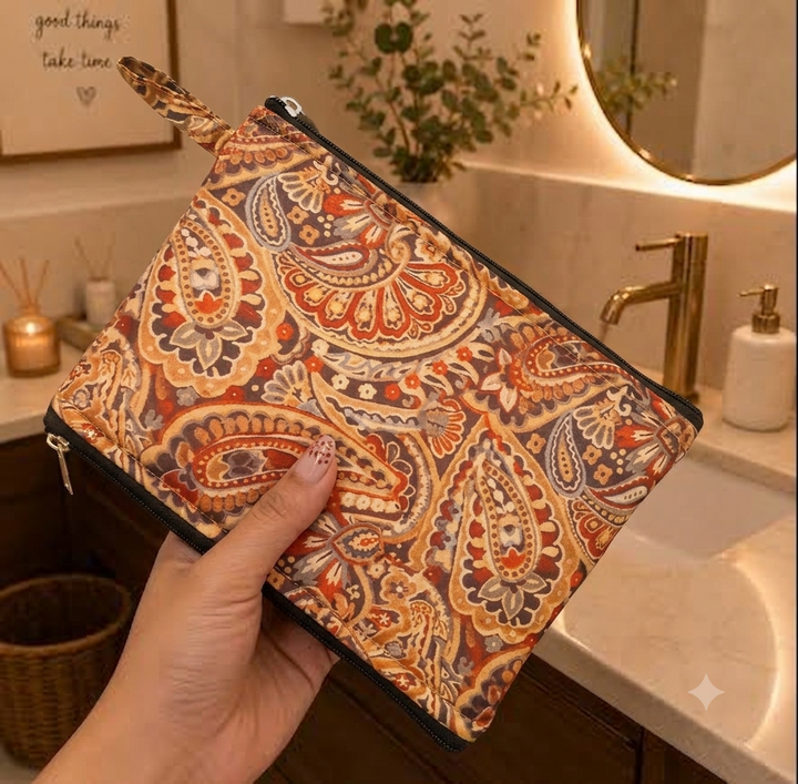 Wet and Dry Toiletry pouch - Ethnic Paisley printed