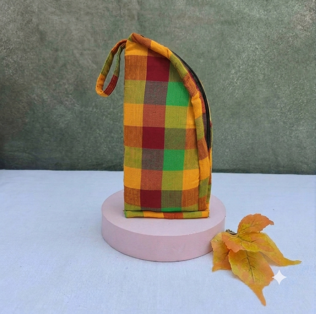 Phone Holder - Yellow & Green Checkered Block Print