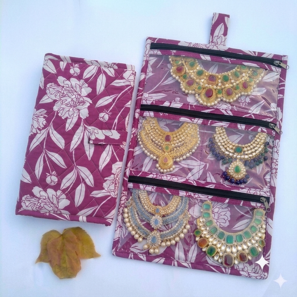 Jewel Pouch - (Necklace) Pink Floral