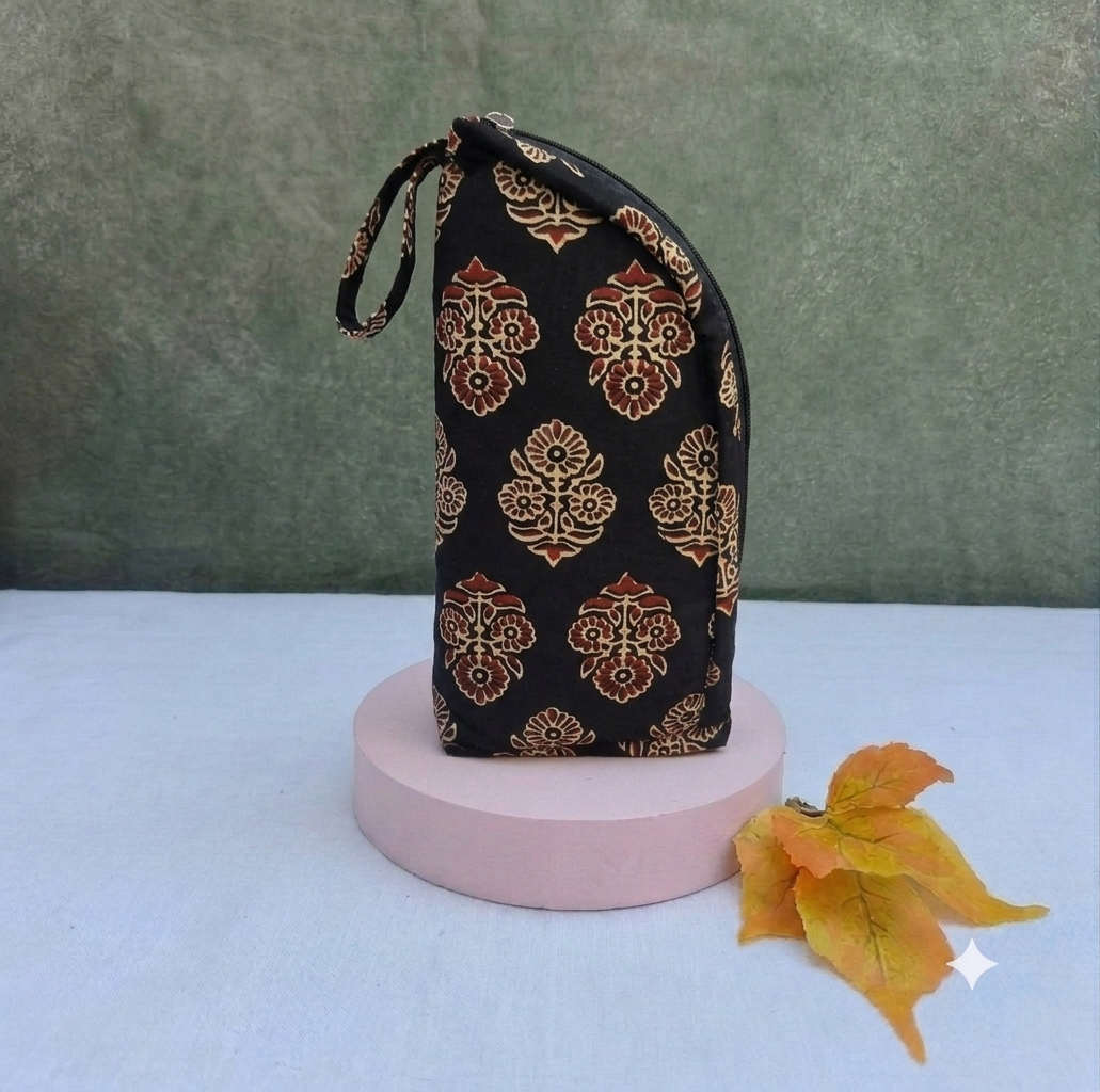 Phone Holder - black and gold traditional block print