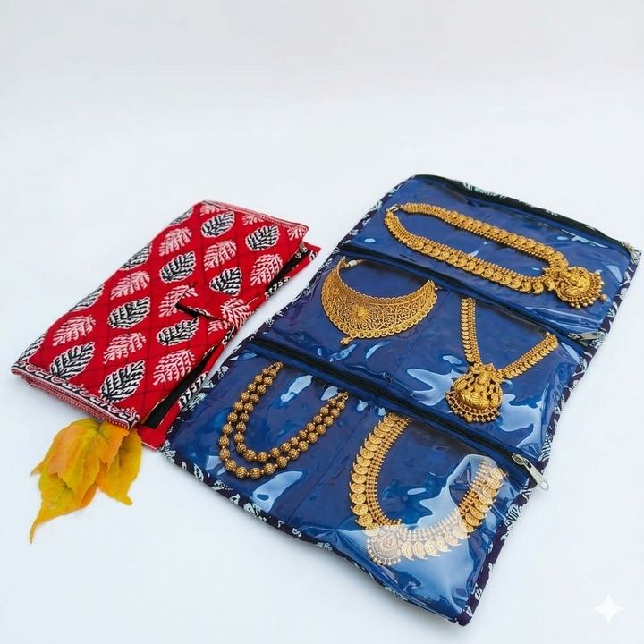 Jewel Pouch - (Necklace) Red with White Florals