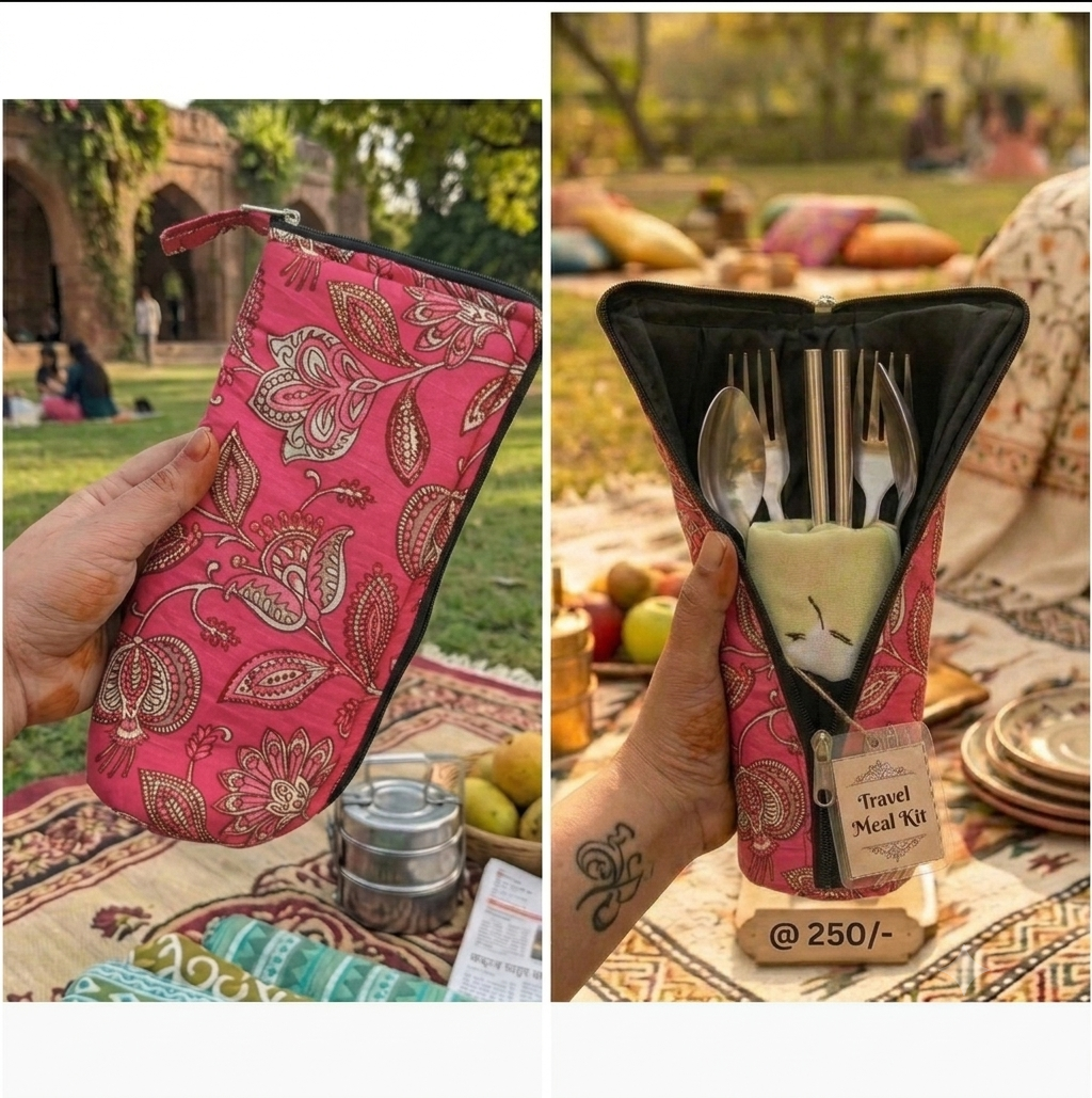 Travel Meal Kit - Heritage Pink Floral Motif