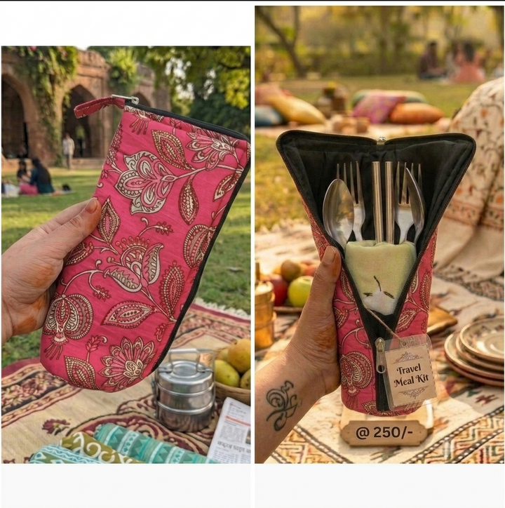 Travel Meal Kit - Heritage Pink Floral Motif