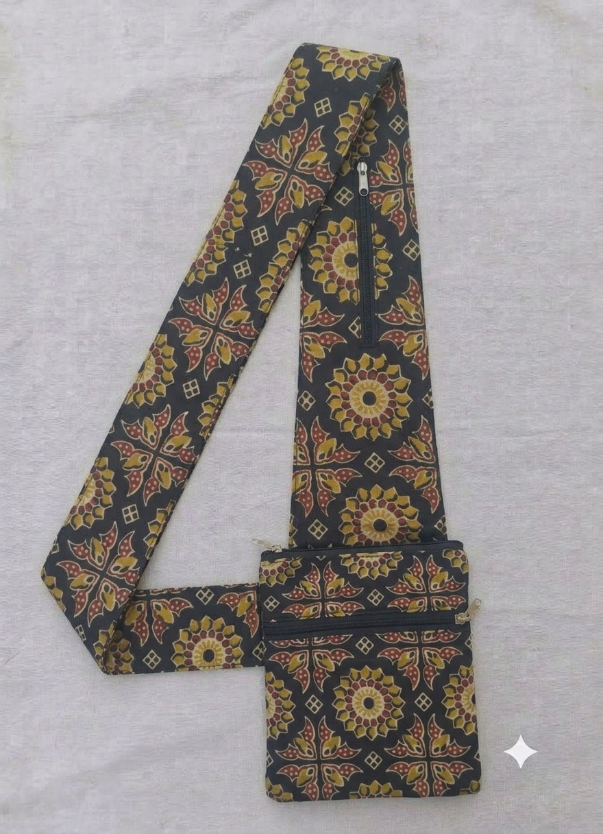 Pilgrim Bag - Black Sunrise Ajarkh print