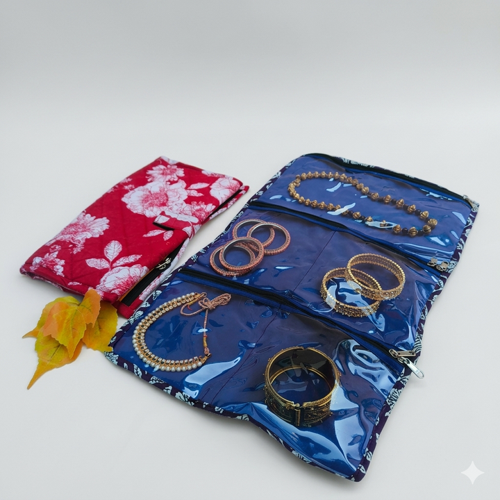 Jewel Pouch - (Necklace) Pink with White Flower Print