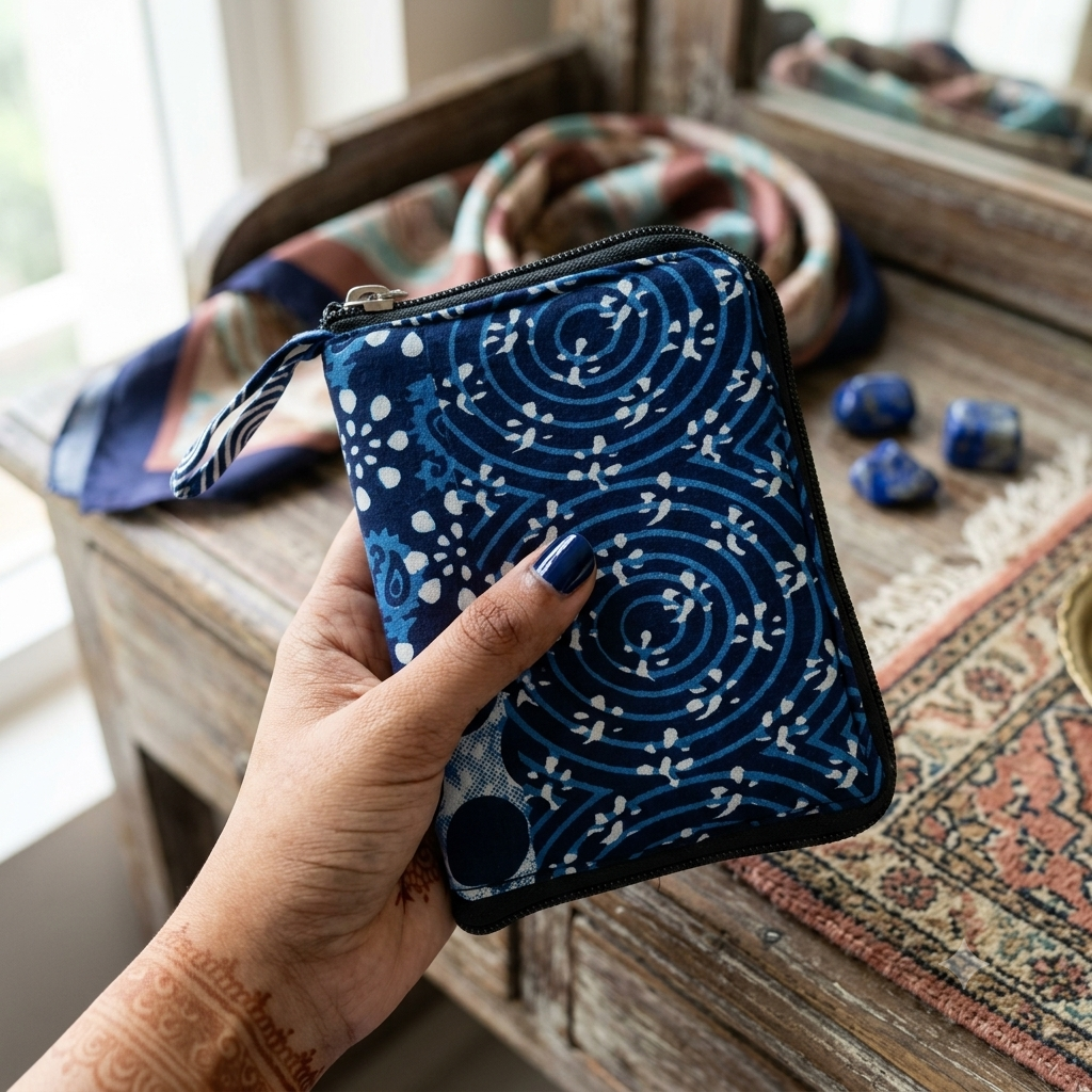 Smart Wallet Small Single Pc- Indigo Circular Mandala