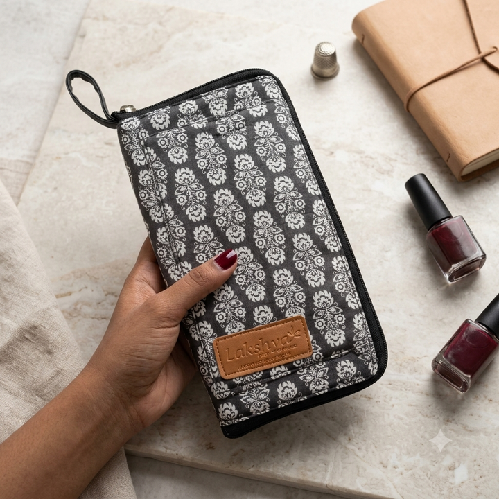 Utility Wallets grey with floral print